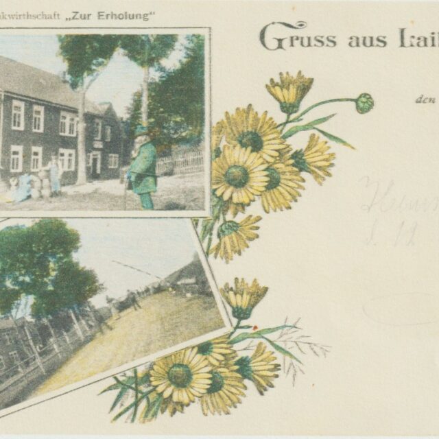Postkarte aus dem Jahre 1919 mit der „Zollschranke“ vor dem Haus