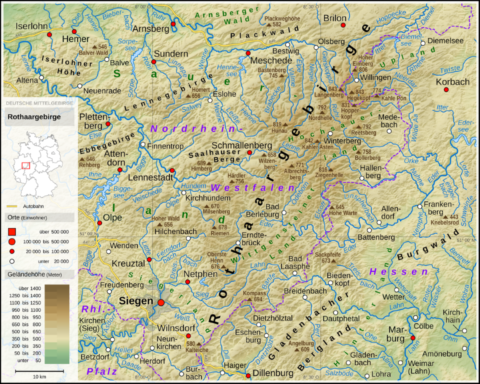 Quelle: Wikipedia/Rothaargebirge